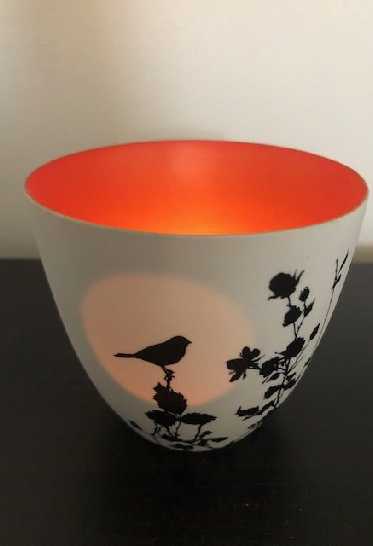 photophore bougie décor oiseau