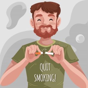 Homme qui brise sa cigarette en deux. besoin d'aide pour arrêter de fumer